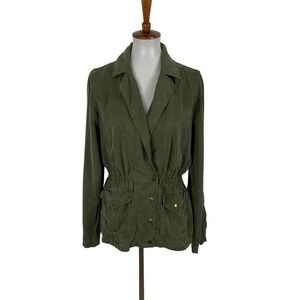 Lucky Brand Jacket Small Green Utility Button Up Military Style Casual Fall